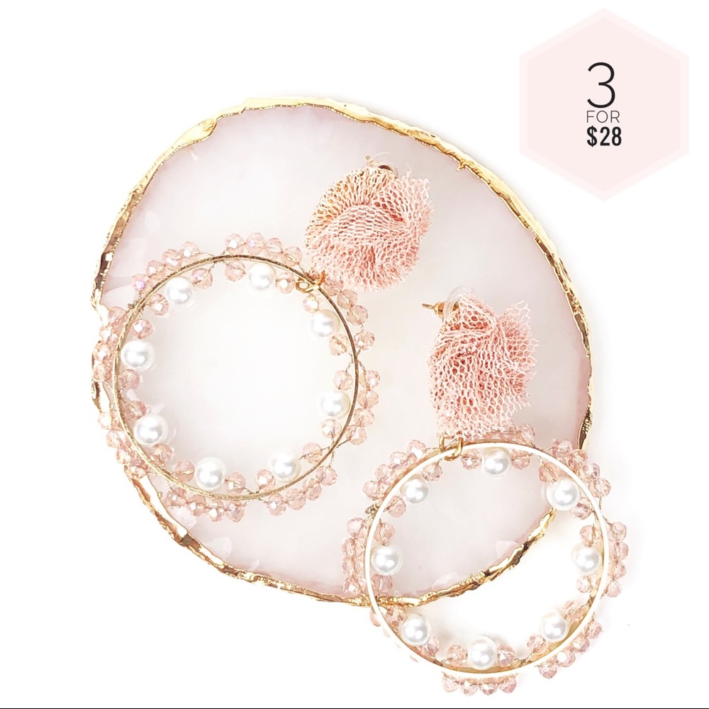 Pearl and crystal gold  hoop earrings